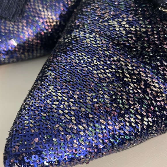 Call It Spring X DISNEY Navy Sequin Slip‎ On Pointed Toe Mule Loafers - Picture 3 of 8